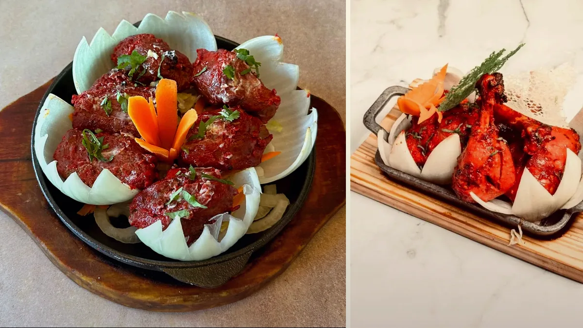Platos especiados de cocina india con diferentes aromas y salsas